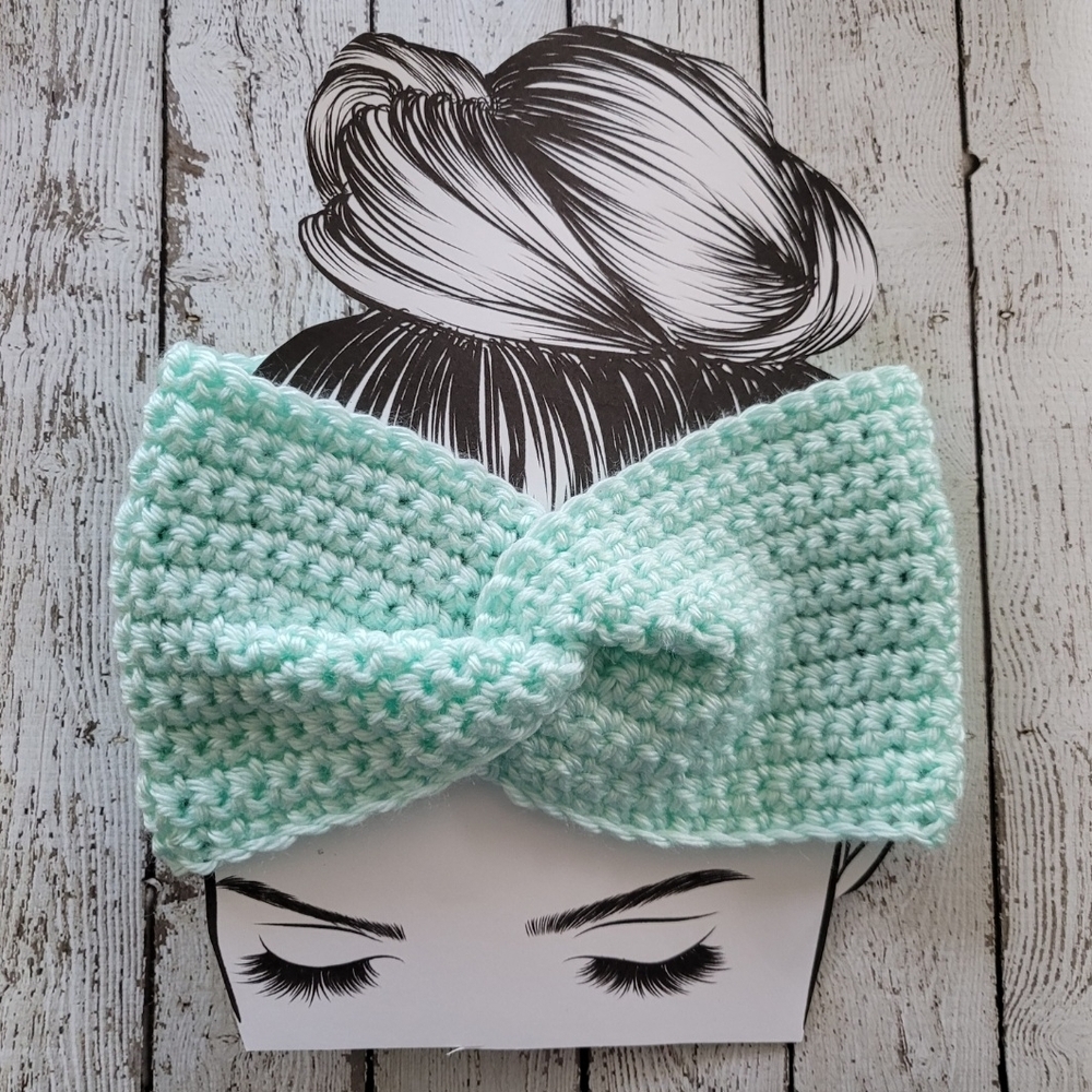 Crocheted Twist Front Ear Warmer Women's Headband